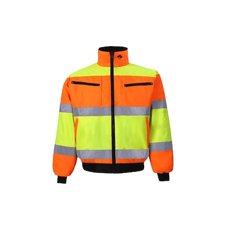 2W International Hi-Vis Reversible Jacket, 100% Polyester Oxford with PU coating., Class 3 Lime/Orange, L 300C-3 L